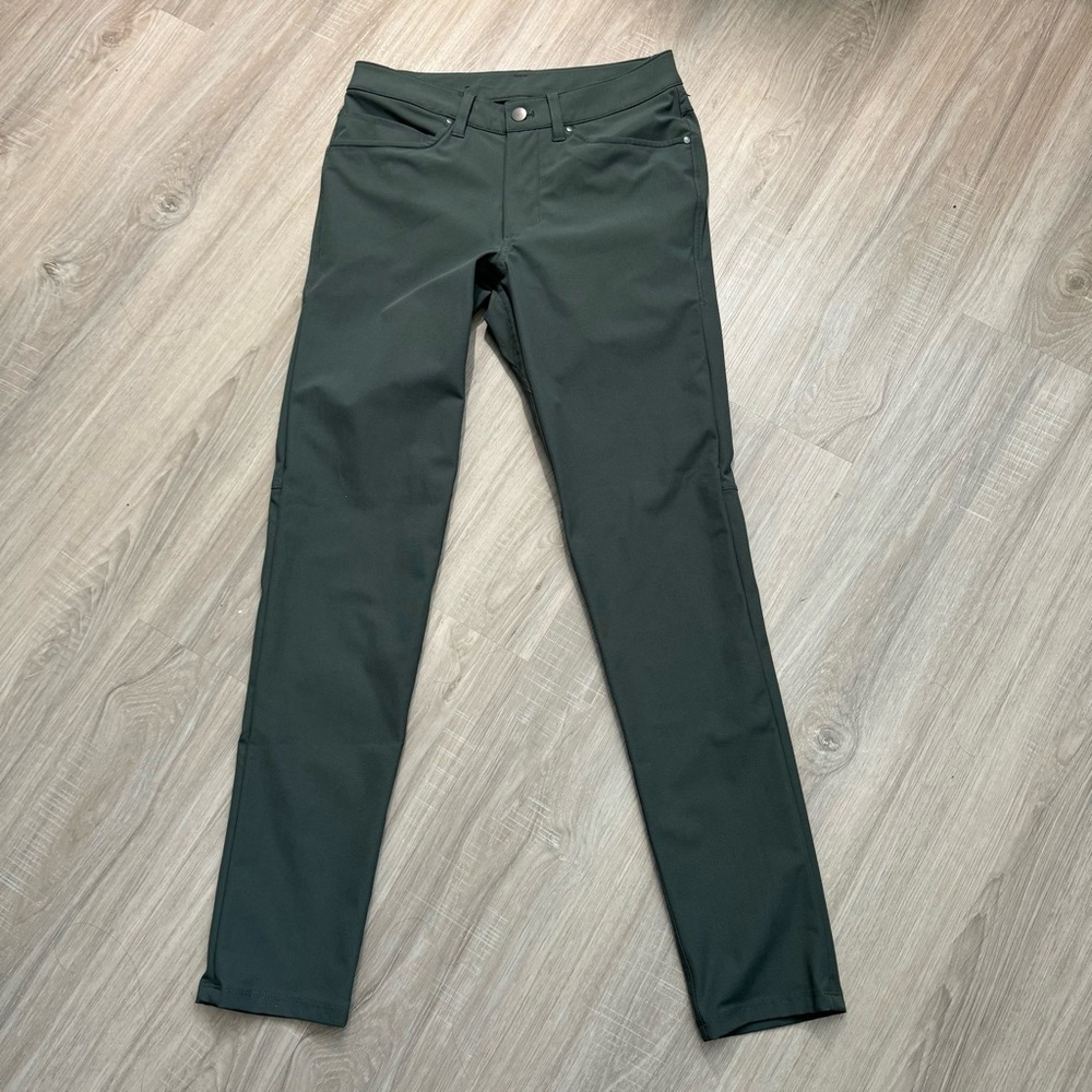 lululemon women pants size 28 green slim 5 pocket high rise